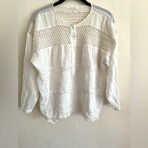 Isabel Marant Etoile cotton linen white lace and net blouse